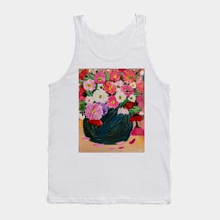 A lovely boutique of flowers in a blue vase . Tank Top